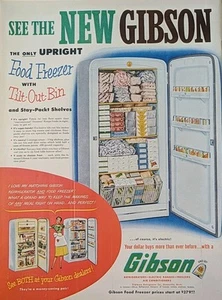 Anuncio impreso vintage de refrigerador Gibson 1953 después de la Segunda Guerra Mundial - Imagen 1 de 1