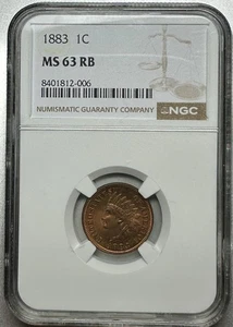 1883 INDIAN CENT NGC MS63 RB BETTER DATE - Picture 1 of 4