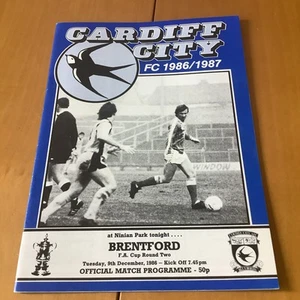 Cardiff City v Brentford FA Cup 9th December 1986 ca - Picture 1 of 2