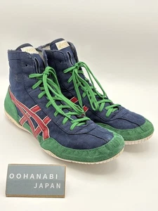 ASICS EX-EO Wrestling Boxing Shoes 1083A001 US 12 (29cm)  Navy Green Red Used - Picture 1 of 15