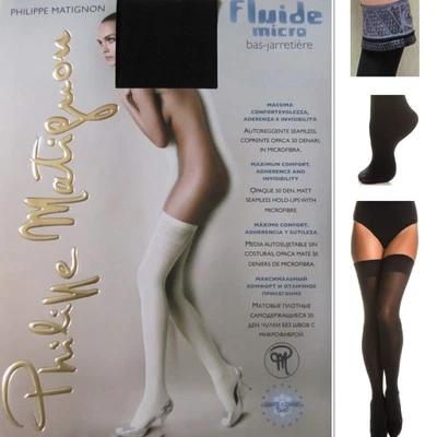 Meias Philippe Matignon Fluide Micro semi-transparentes 50 den meia-calça banda de silicone - Imagem 1 de 4