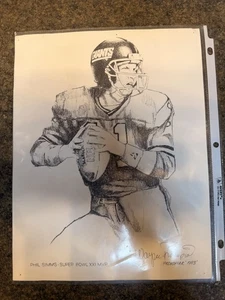 GIANTS PHIL SIMMS - SUPER BOWL XXI MVP signiert von Wayne Prokopiak 1993 - 9"x 12" - Bild 1 von 6