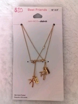 Juego de collar de palmera Bff enchapado en oro de 18 quilates Claire’s Jam Rico Foto 1 de 4