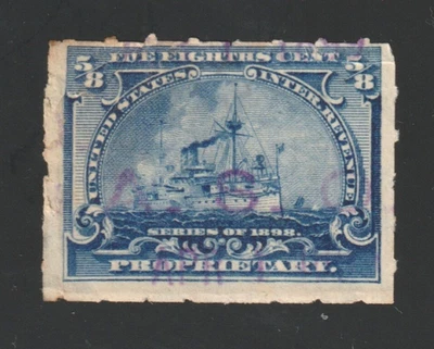 Scott # RB23, Used, ⅝¢ Proprietary Battleship, Hand-Stamped "A. S. C." - Image 1 of 2