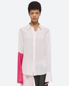 NUEVA Camisa Helmut Lang Relajada Colorblock Seda Blanca Talla 2XS NUEVA CON ETIQUETAS $395 - Imagen 1 de 18