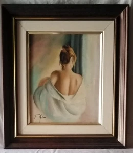 QUADRO OLIO SU TELA RITRATTO PITTORE SPAGNOLO F. MOLINA CON CORNICE - Foto 1 di 3