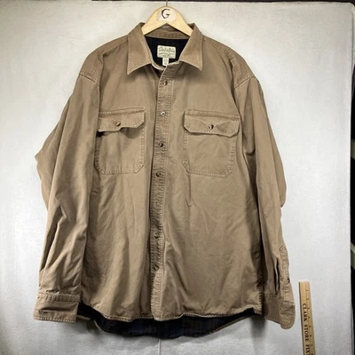 Mens Canvas Flannel Lined Shacket XLT TALL Shirt Button UP  Brown All Cotton - Image 1 of 4
