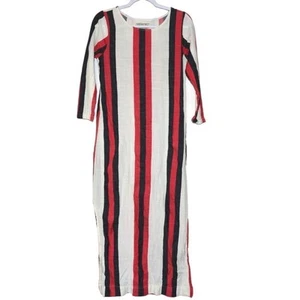 Ace & Jig Kaftan Maxi Dress Women's S Red, Black & White Stripe Side Slits Boho - Imagen 1 de 7