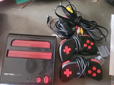 RetroDuo Nintendo NES & SNES 2in1 Twin Video Game Console System - Black/Red - Image 1 of 4