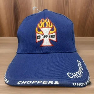 Gorra Choppers Flames Azul Motociclista Motocicleta Correa Ajustable Logo Bordado - Imagen 1 de 7