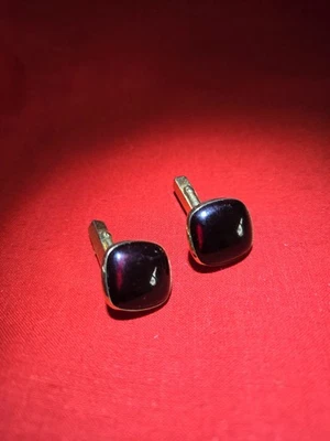 Vintage Swank Gold Tone Red Lucite Square Cufflinks - Image 1 of 4