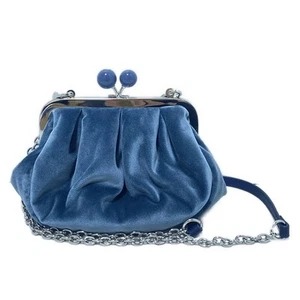 Auth Max Mara WEEKEND - Blue Gray Velour Shoulder Bag - Picture 1 of 9