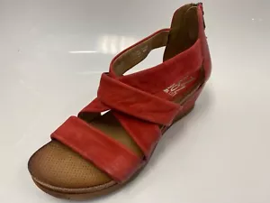 Miz Mooz Leather Cross Strap Women Wedge Sandals Mika Tomato EU 37 (US 6.5-7) - Picture 1 of 12
