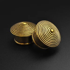 Brass Ear Flesh Plugs Spiral Cone 8mm - 16mm Lead & Nickel Free - Bild 1 von 2