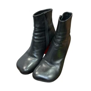 Maison Margiela MM6 Short Boots EU:37 Black Leather Red Heel - Picture 1 of 10