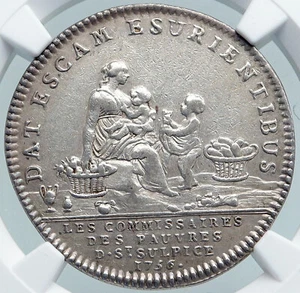 1756 FRANCE Poverty Commissioner  SILVER FRENCH Old Jeton Medal Token NGC i87851 - Picture 1 of 5