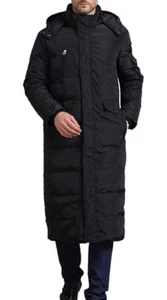 Men's Fashion Thickened Oversized Windproof Long Hooded Down Coat Jacket BLK M - Picture 1 of 5