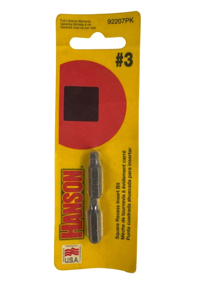 Hanson #3 Square Recess Insert Bit 92207PK Made In USA Durable Tool - Image 1 of 3