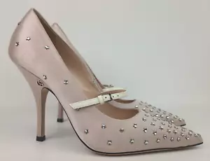 Gucci Women's Mystic White Jodie Crystal Embellished Satin Pumps Size 39 - Picture 1 of 8