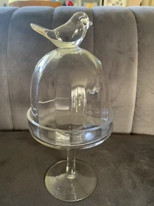 Glass Dome Cup Cake Holder with Bird - Picture 1 of 4