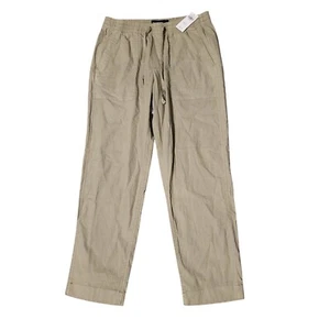 Abercrombie Linen Blend Pants NWT Women's Medium Beige High Rise Pull On  - Picture 1 of 6