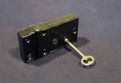 Antique Victorian 2" Rim Dead Bolt Lock w/ Skeleton Key - #161  1890's - Image 1 of 4