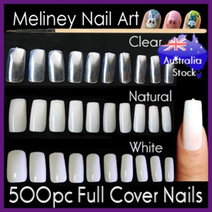 500Pcs Full Cover Nails Manicure Long Square False Finger tips Fake Nail Acrylic - Picture 1 of 6