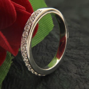 1 Ct Round Cut Cubic Zirconia Women's Eternity Band Ring 14K White Gold Plated - Picture 1 of 7