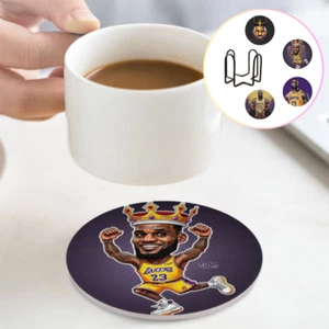 4 Stk. Getränke Untersetzer Set Keramik/Kork | 10cm | NBA Lebron James Stil - Picture 1 of 13