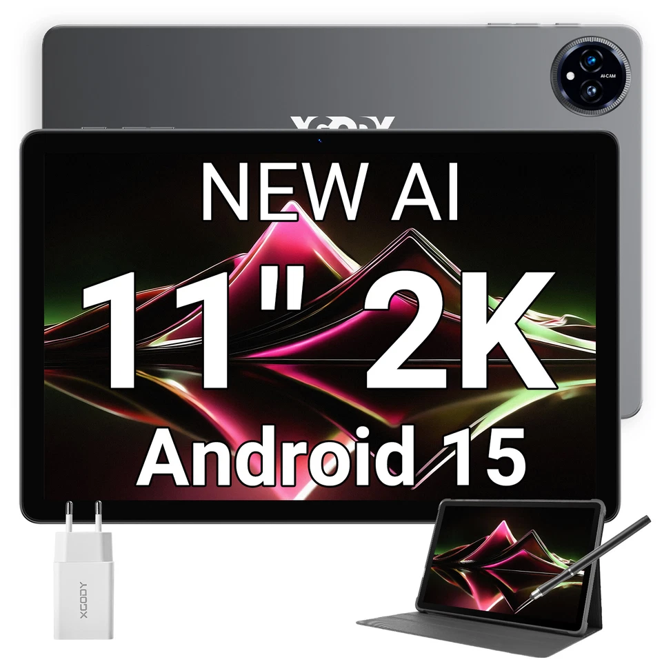 XGODY 2025 Neueste Tablet 16GB RAM 256GB ROM 11 Zoll Android15 Tablet 2SIM LTE 5G WiFi