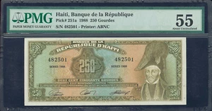 Haiti 250 Gourdes 1988 Pick-251a About UNC PMG 55 - Picture 1 of 2