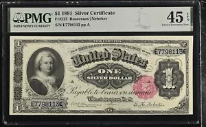 $1 1891 PMG 45 EPQ Silver Certificate Fr. 222 - Choice Extremely Fine - Superb - Picture 1 of 2