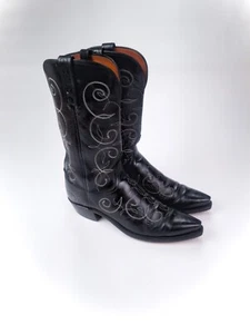 LUCCHESE Women's Sz US 11B Black Embroidered Boots Snip Toe N901754 1883 - Picture 1 of 13