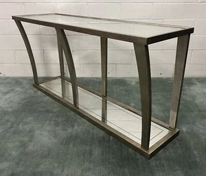 71" Julian Chichester Silver & Foxed Eglomise Mirrored  Console Table; London - Picture 1 of 14