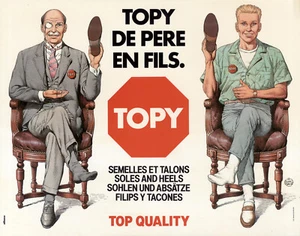 BLANC-DUMONT 2 AFFICHES PUBLICITAIRES TOPY MÈRE/FILLEPÈRE/FILS 198? GLOSSY PAPER - Picture 1 of 2