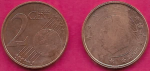 BELGIUM 2 EURO CENT 2000 UNC NOT BEING MINTED ANY MORE,1st TYPE,1st PORTRAIT OF - Picture 1 of 1
