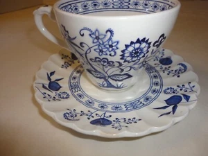 Vtg 1950s J.G.Meakin NORDIC Blue Onion Staffordshire Classic Cup & Saucer - Picture 1 of 6