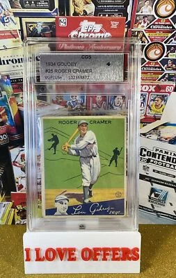 1934 GOUDEY ROGER CRAMER #25 LOU GEHRIG SAYS CGS 4 C STORE MORE GREAT COLOR READ - Image 1 of 4