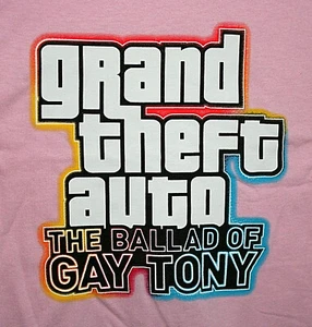 T-Shirt Ballad Gay Tony Grand Theft Auto Videospiel Promo rosa Neu aus altem Lagerbestand unbenutzt Gr. MED - Bild 1 von 4