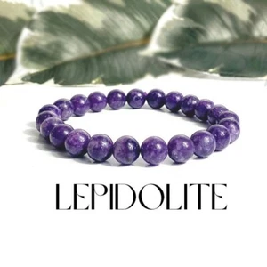 Lepidolite Crystal 8mm Beaded Healing Balance Reiki Women Stretch Bracelet Gift - Picture 1 of 4