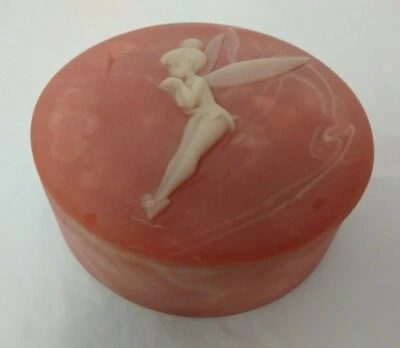 Walt Disney Bonita Caja de Baratijas Joyería Piedra Jabonera Rosa Campanilla 5.5x2" Hecha en EE. UU. Foto 1 de 4