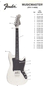 Parts List and Diagram FENDER Musicmaster Electric Guitar p/n 11-4500 - Imagen 1 de 1