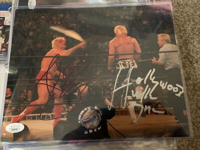 Hollywood Hulk Hogan and Ric Flair dual Signed 8x10 Photo Wcw wrestling WWF Jsa - Image 1 of 3