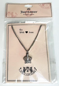 Juicy Couture 17" silberfarbene Halskette mit Krone Anhänger/Kunsted Edelsteine ~ Neu mit Etikett/Neu in Verpackung ~ edel! - Bild 1 von 3