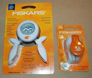 Lot 2 NEW Fiskars Paper Punches That's Amore Heart & Fly Away Dove Punch Crafts - Picture 1 of 4