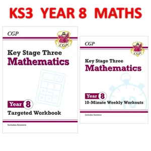 KS3 Year 8 Maths Targeted Workbook & Weekly Workouts with Answer Key Stage 3 CGP - Picture 1 of 12