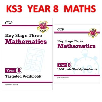 KS3 Year 8 Maths Targeted Workbook & Weekly Workouts with Answer Key Stage 3 CGP - Image 1 of 4