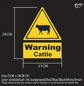Cattle warning sign stickers reflective countryside farm animal decal best gifts - Picture 1 of 2