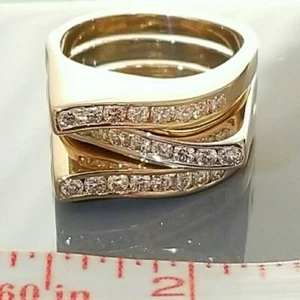 14K Yellow and White Gold Diamond Statement Ring. Set with Approx. 1.20 Cts T.W. - Picture 1 of 5