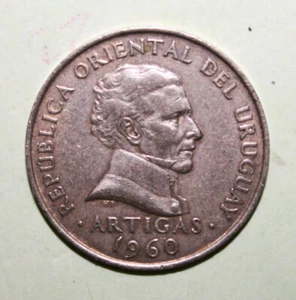 S4 - Uruguay 10 Centesimos 1960 Extremely Fine Coin - Artigas - Picture 1 of 2